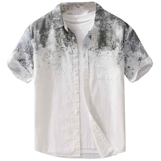 Menswear Hanging Dyed Short-sleeved Shirt Pure Cotton