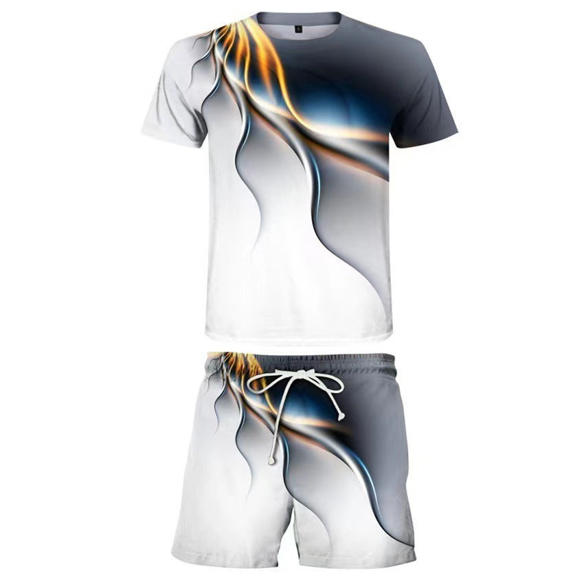 Men's Casual T-shirt Shorts Two-piece Printed Sportswear - branded cloth centre