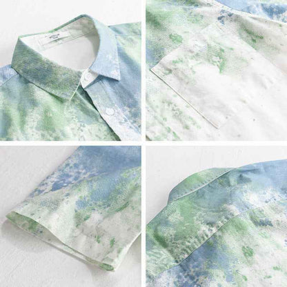 Menswear Hanging Dyed Short-sleeved Shirt Pure Cotton