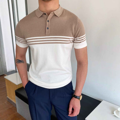 Casual Striped Thin Short-sleeved Polo Shirt
