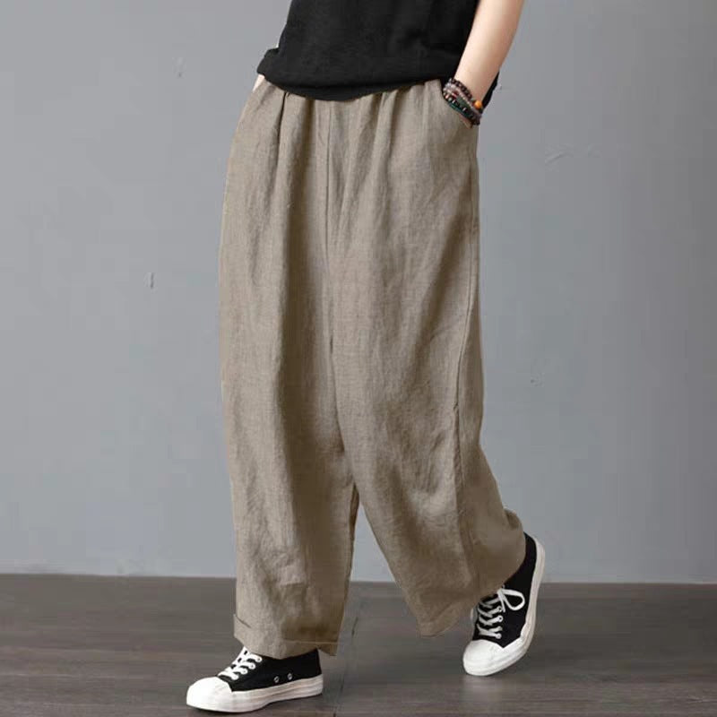 Linen Wide-Leg And Big Fat Butt Harem Trousers