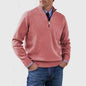 Men's Stand Collar Zipper Sweater Winter Fashion Solid Color Long Sleeve Knitted Top Clothing