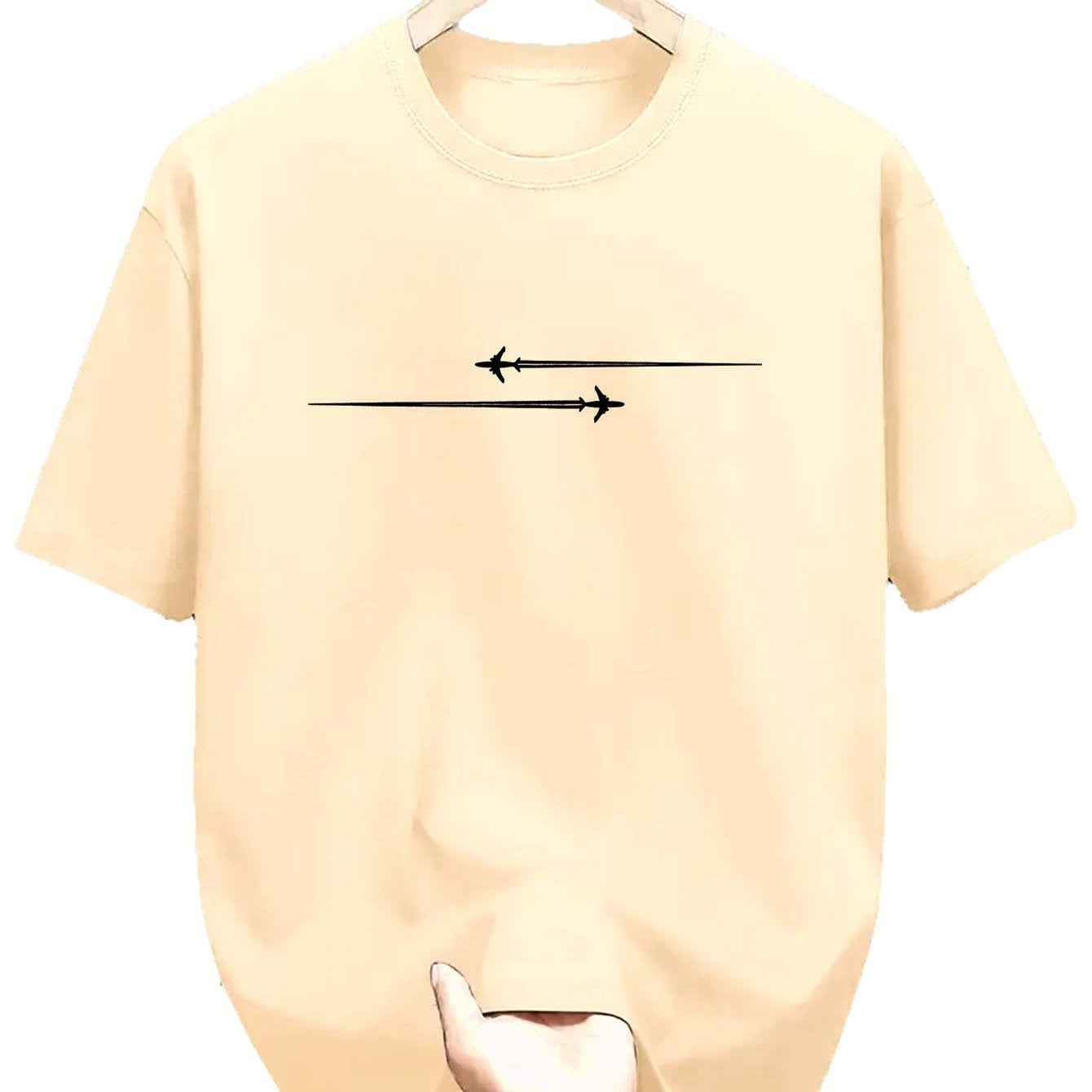 Pattern Printed Comfortable Sports Round Neck T-shirt