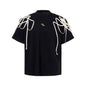 Rivet Ribbon Padded Shoulder Short-sleeved T-shirt
