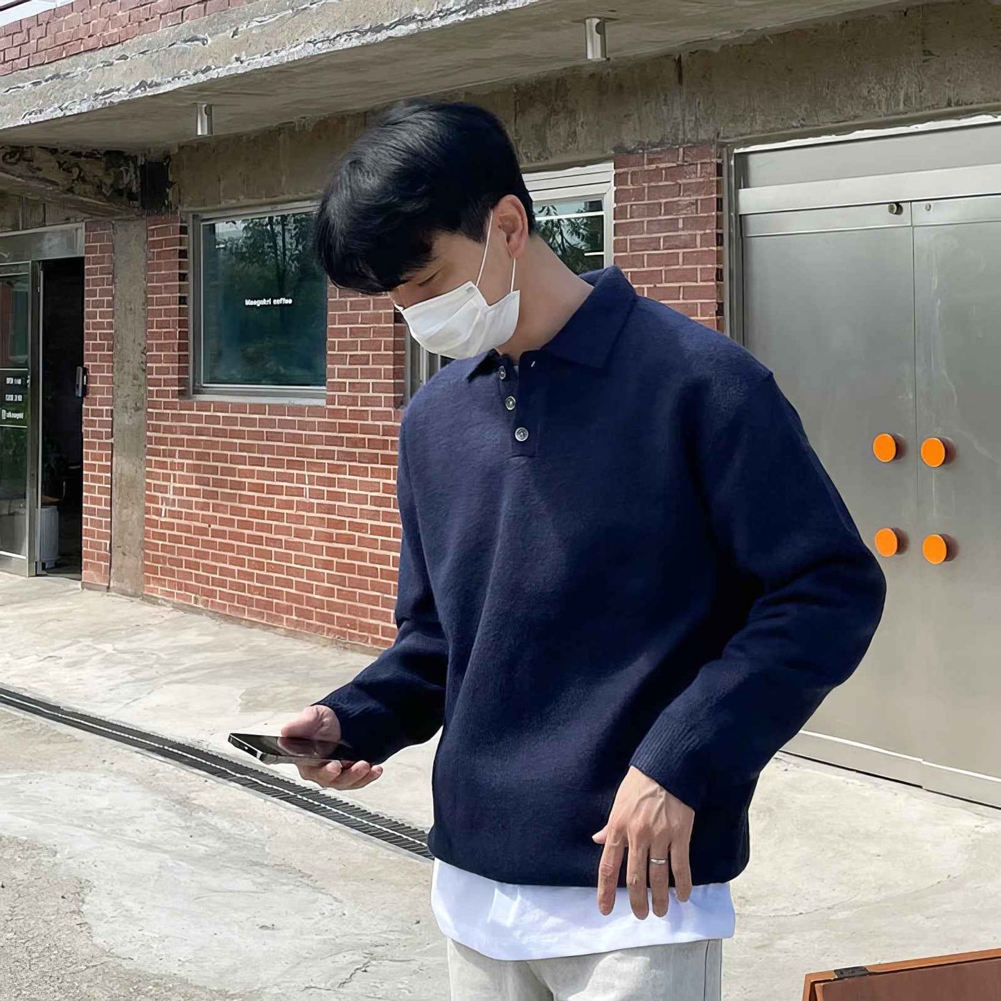 Polo Collar Sweater Men's Autumn And Winter Long Sleeve Lapel Knitwear