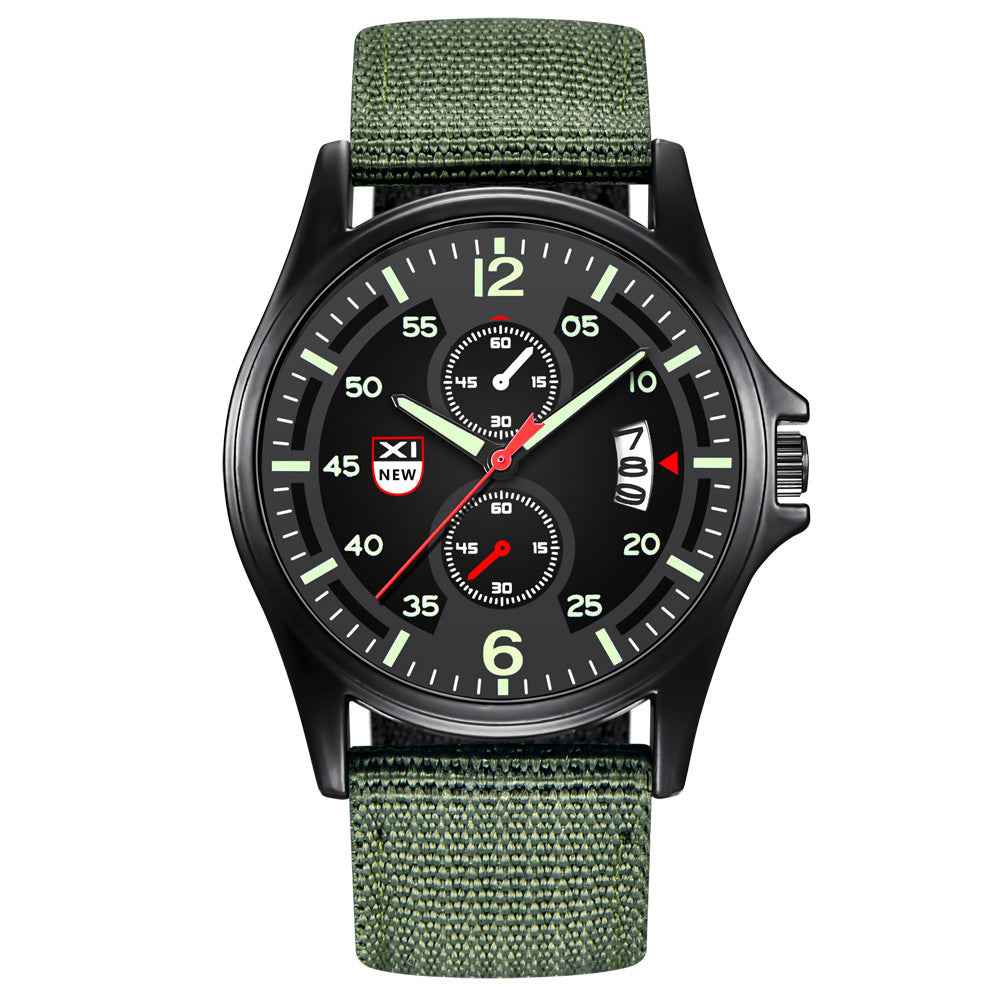 Fashion Nylon Strap Sports Army Style Watch Calendar Quartz Watch
