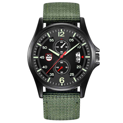 Fashion Nylon Strap Sports Army Style Watch Calendar Quartz Watch