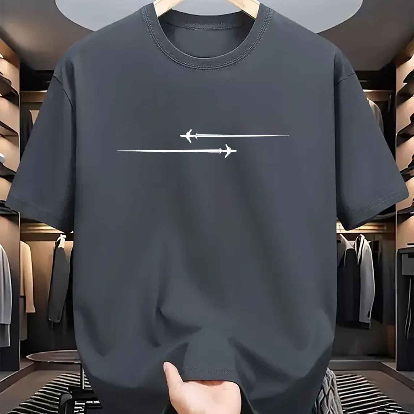 Pattern Printed Comfortable Sports Round Neck T-shirt