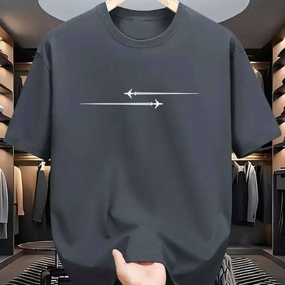 Pattern Printed Comfortable Sports Round Neck T-shirt