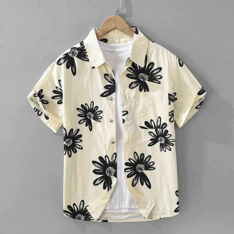 8286 Japanese Trendy Printed Short Sleeve Shirt