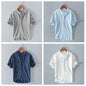 Men's Stand Collar Japanese Ice Silk Linen Short Sleeve T-shirt