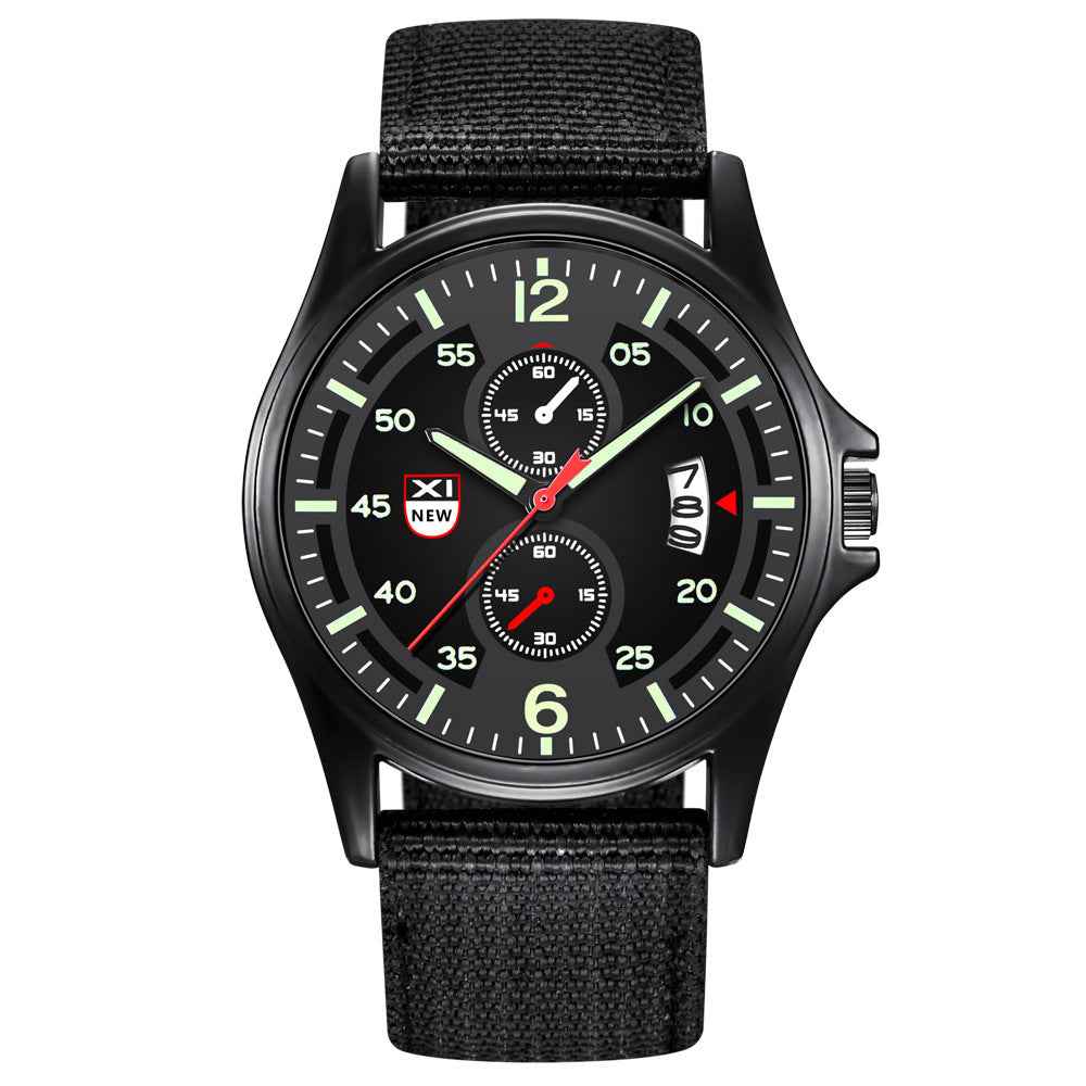 Fashion Nylon Strap Sports Army Style Watch Calendar Quartz Watch