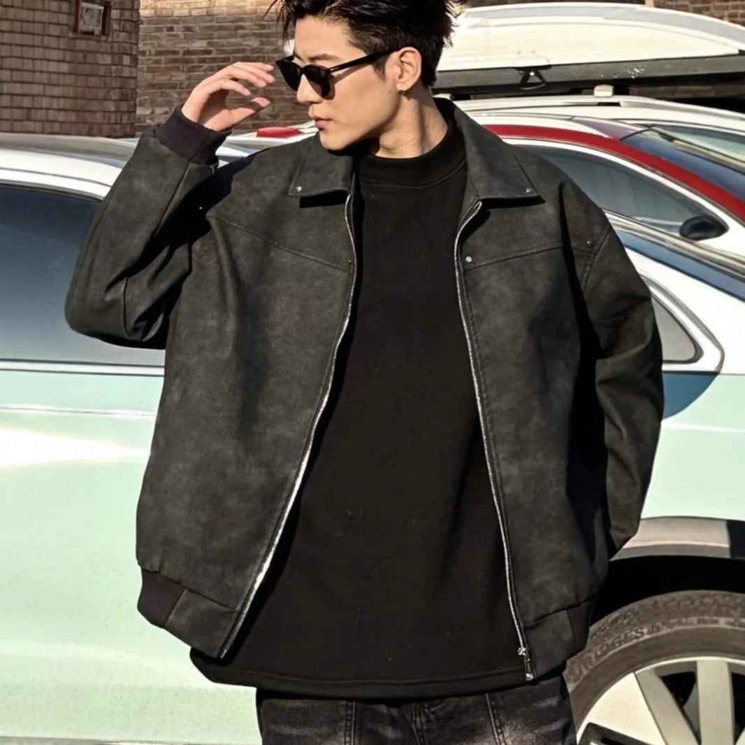 Men's Loose Suede Fabric Jacket Casual Jacket