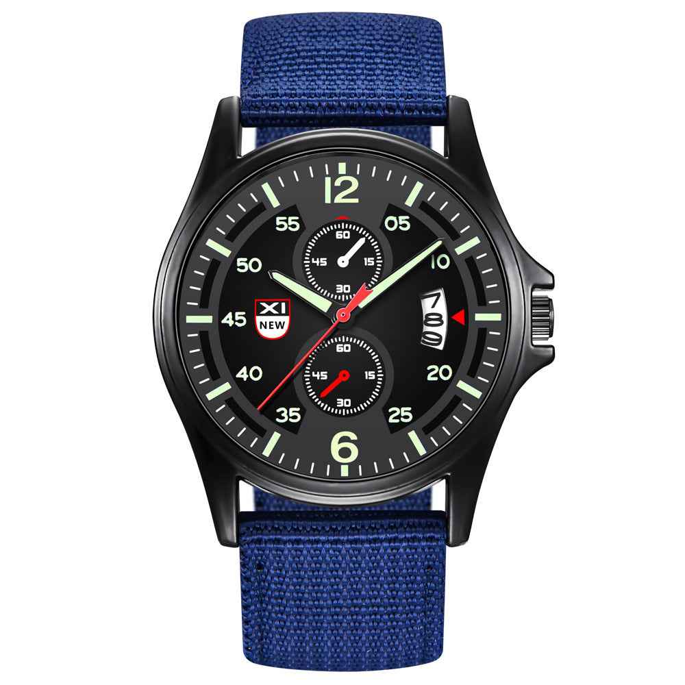 Fashion Nylon Strap Sports Army Style Watch Calendar Quartz Watch