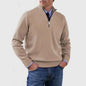 Men's Stand Collar Zipper Sweater Winter Fashion Solid Color Long Sleeve Knitted Top Clothing