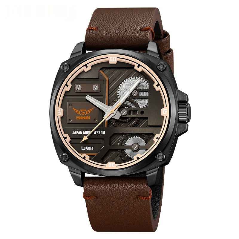 Skmei Genuine Goods New Men's Watch Mechanical Wind Large Dial Men's Quartz Watch 30 M Waterproof Belt Watch