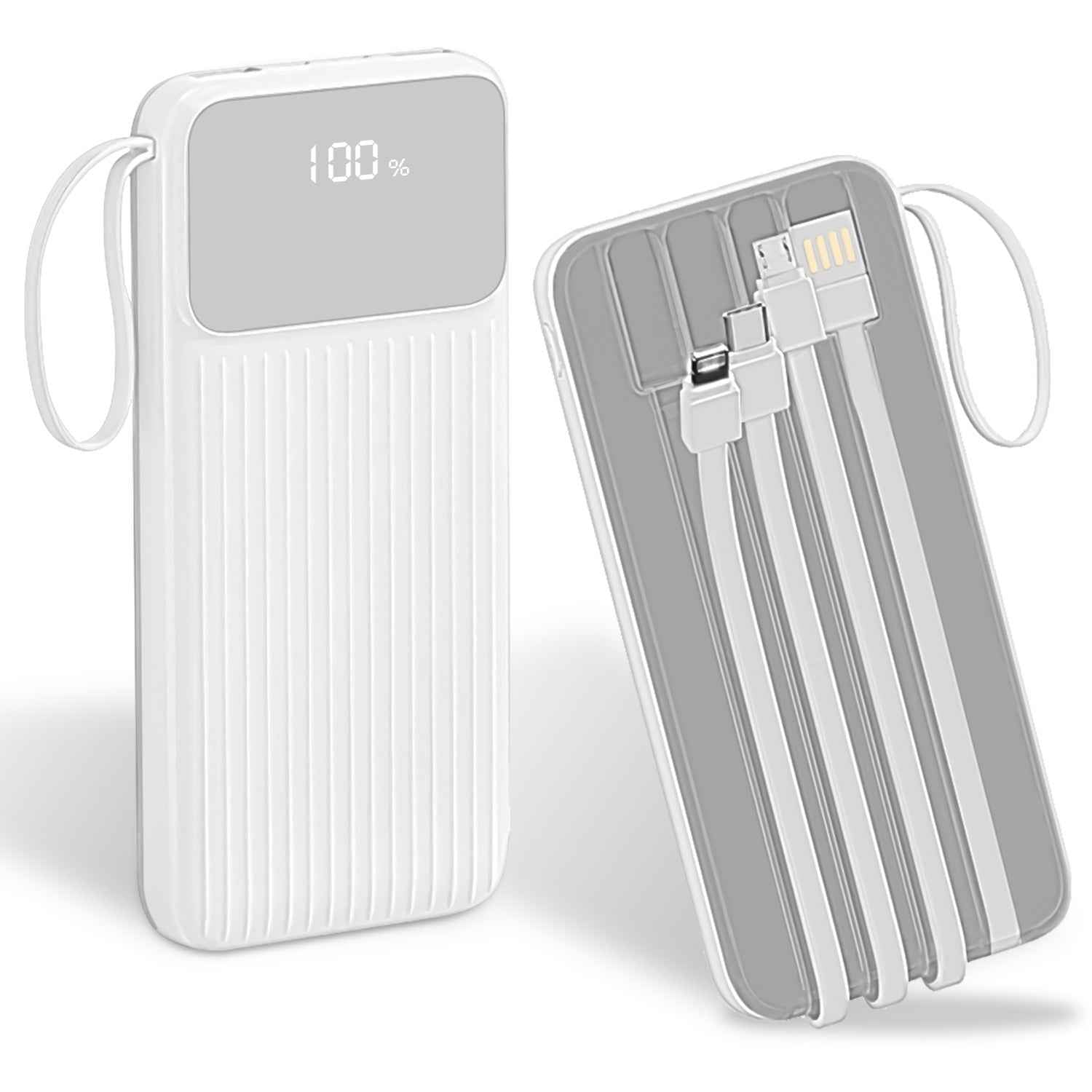 1Pc PD22W Fast Charger 20000mAh Fast Charging Power Bank Portable Charger With 4 Inbuilt Cables Digital Display Handle Fit For IOSPhone 15 14 Android And More