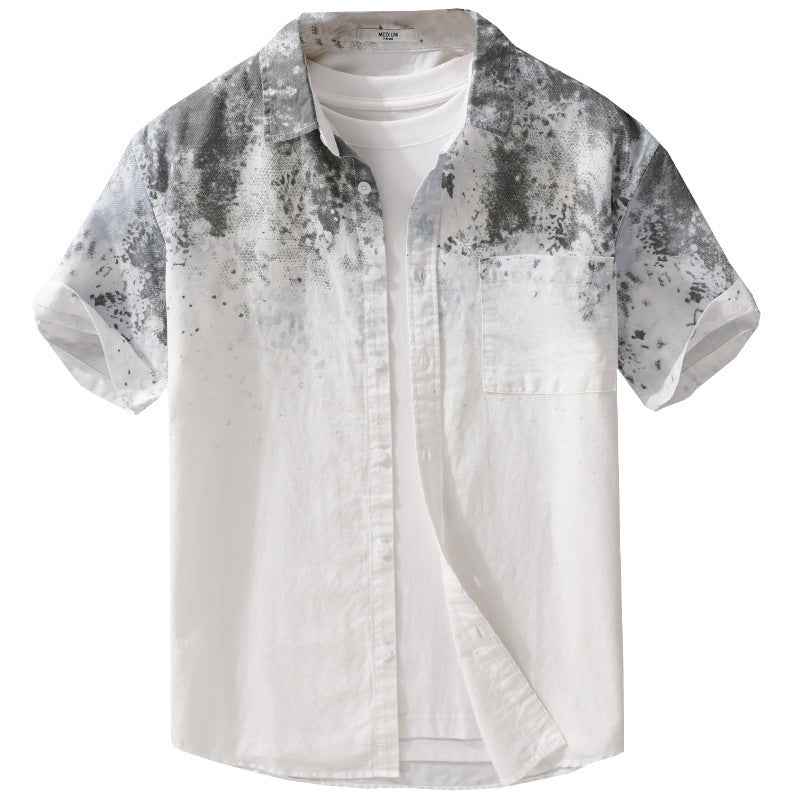 Menswear Hanging Dyed Short-sleeved Shirt Pure Cotton