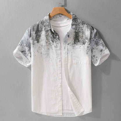Menswear Hanging Dyed Short-sleeved Shirt Pure Cotton