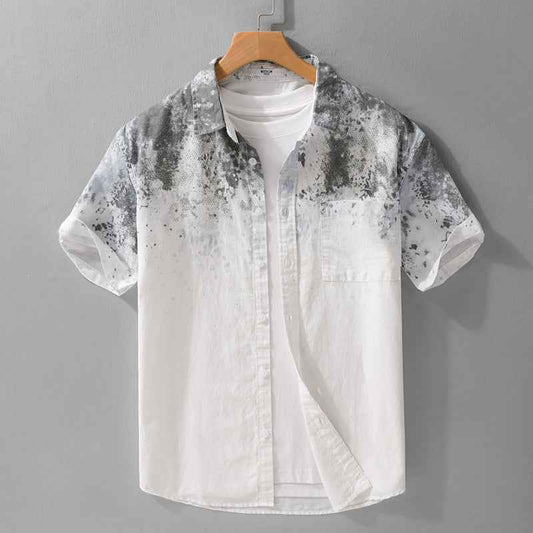 Menswear Hanging Dyed Short-sleeved Shirt Pure Cotton