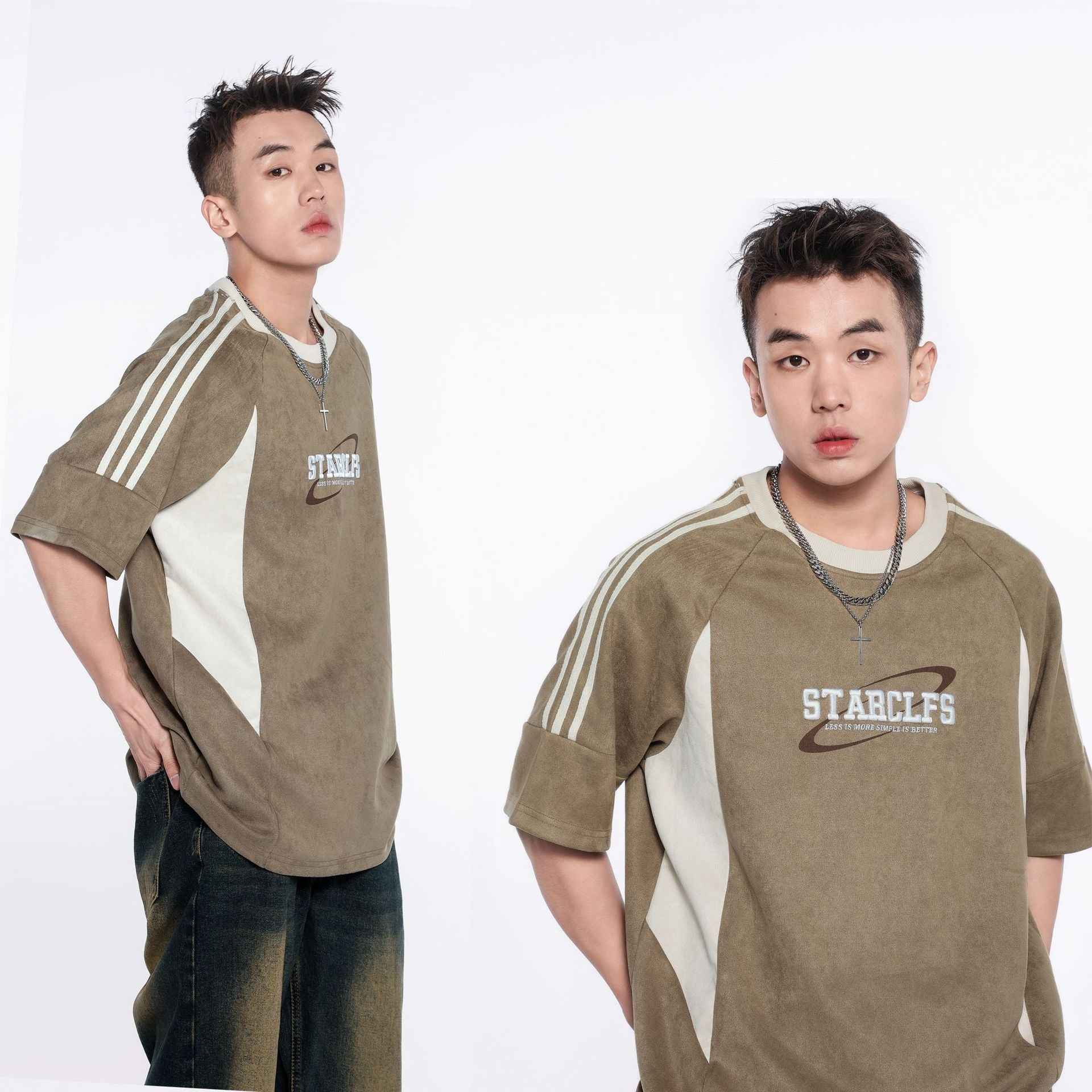 Men's Loose Short-sleeved T-shirt With Letter Embroidery Design