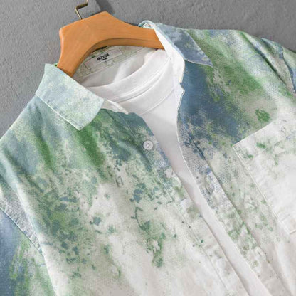 Menswear Hanging Dyed Short-sleeved Shirt Pure Cotton