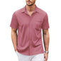 Solid Color Polo Collar Cardigan Top Summer Men's