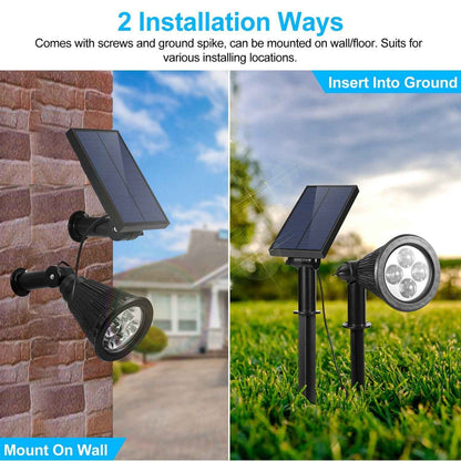 1Pc Solar Powered Spotlight Outdoor Dusk To Dawn Light IP65 Waterproof For Wall Path Lawn Garden Lamp Waterproof