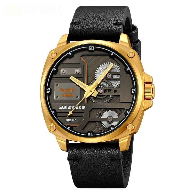 Skmei Genuine Goods New Men's Watch Mechanical Wind Large Dial Men's Quartz Watch 30 M Waterproof Belt Watch