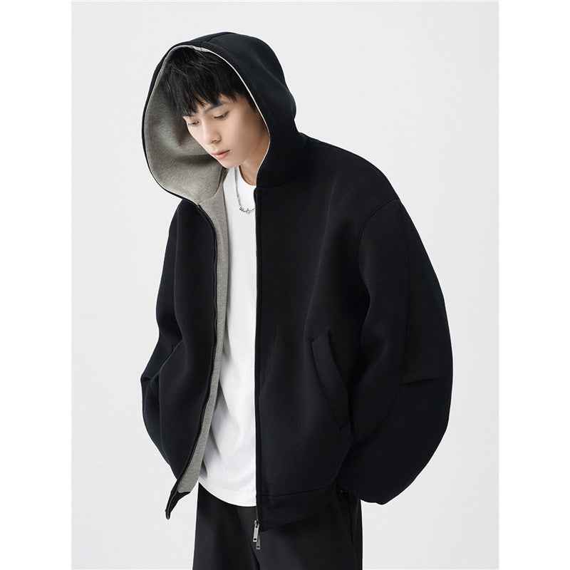 Double Zipper Hooded Sweater Men's Casual Jacket