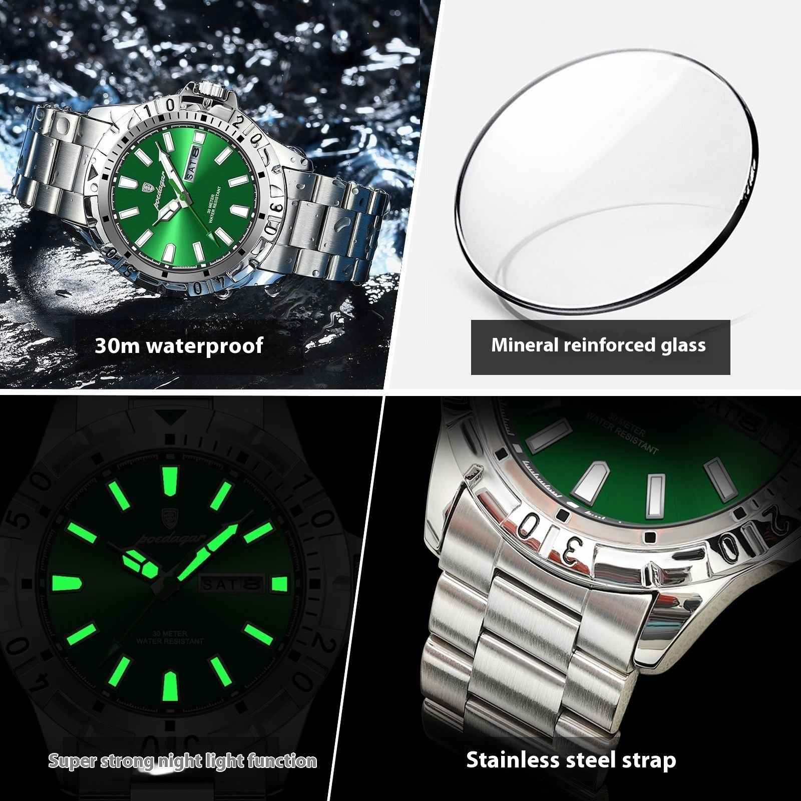 Swiss Brand Waterproof Fashion New Men's Super Strong Luminous Watch