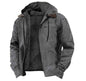 Winter Hooded Coat With Pockets Fashion Warm Fleece Zip-up Jacket Casual Outwear Men's Clothing