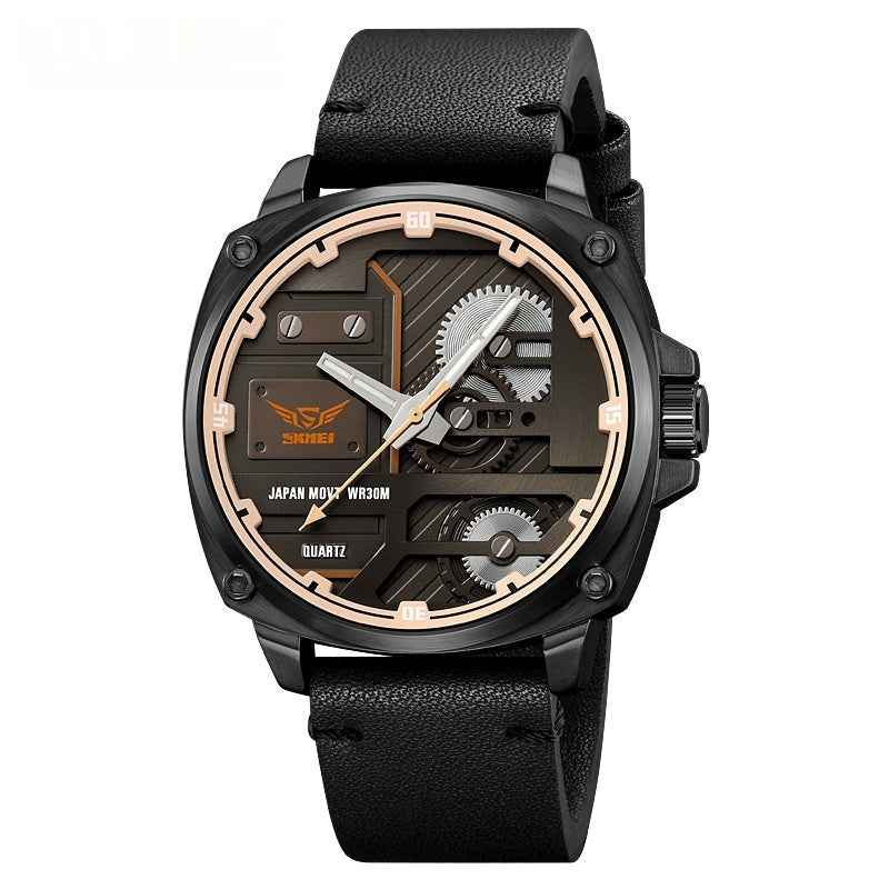 Skmei Genuine Goods New Men's Watch Mechanical Wind Large Dial Men's Quartz Watch 30 M Waterproof Belt Watch