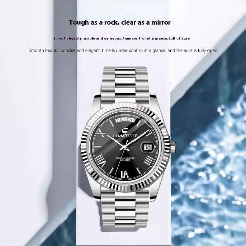 Fashion Men's Watch Steel Band Large Dial Quartz Wrist Watch