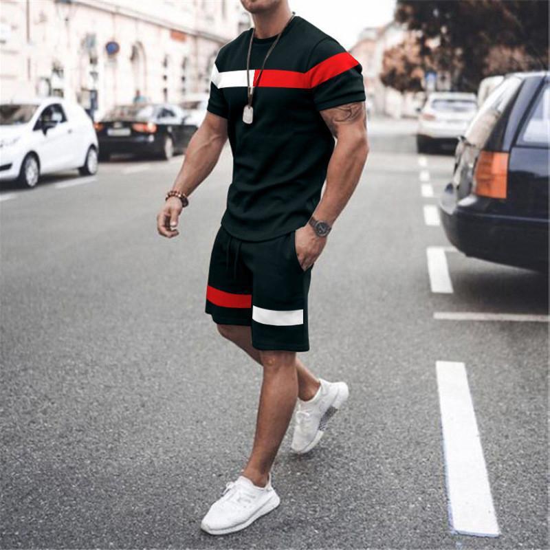 Men's Casual T-shirt Shorts Two-piece Printed Sportswear - branded cloth centre