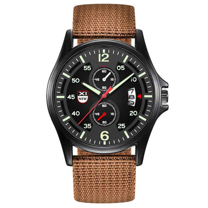 Fashion Nylon Strap Sports Army Style Watch Calendar Quartz Watch
