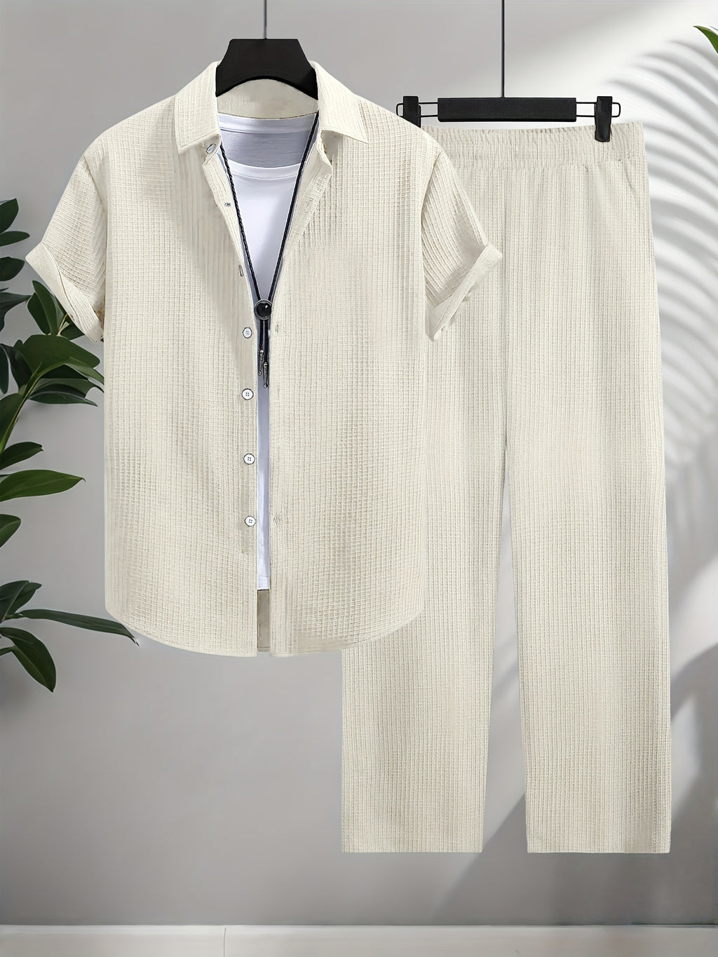 Fashion Jacquard Short-sleeved Shirt Trousers Suit
