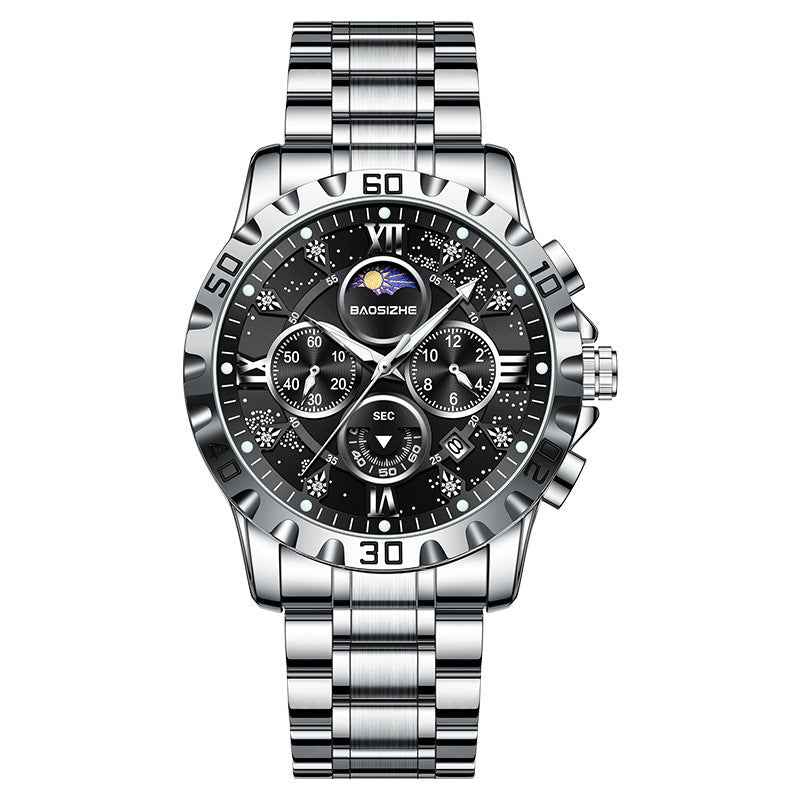 Automatic Non-mechanical Watch Steel Belt Waterproof Quartz Watch Men's Watch