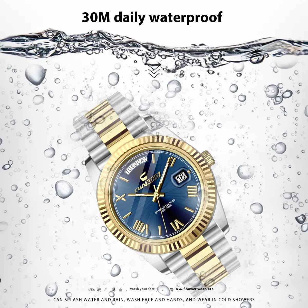 Fashion Men's Watch Steel Band Large Dial Quartz Wrist Watch