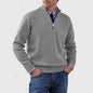 Men's Stand Collar Zipper Sweater Winter Fashion Solid Color Long Sleeve Knitted Top Clothing