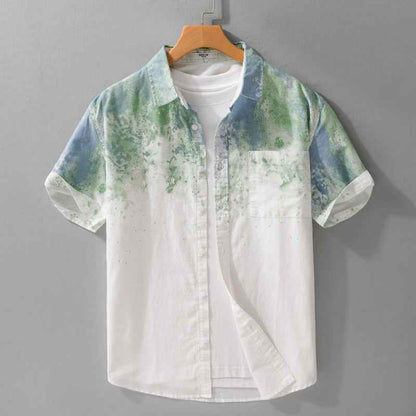 Menswear Hanging Dyed Short-sleeved Shirt Pure Cotton