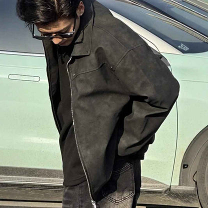 Men's Loose Suede Fabric Jacket Casual Jacket