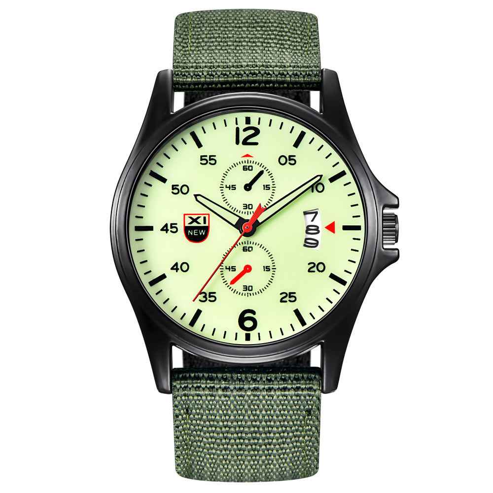 Fashion Nylon Strap Sports Army Style Watch Calendar Quartz Watch