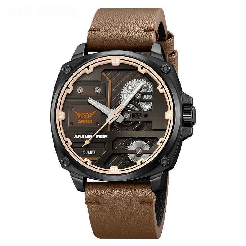 Skmei Genuine Goods New Men's Watch Mechanical Wind Large Dial Men's Quartz Watch 30 M Waterproof Belt Watch