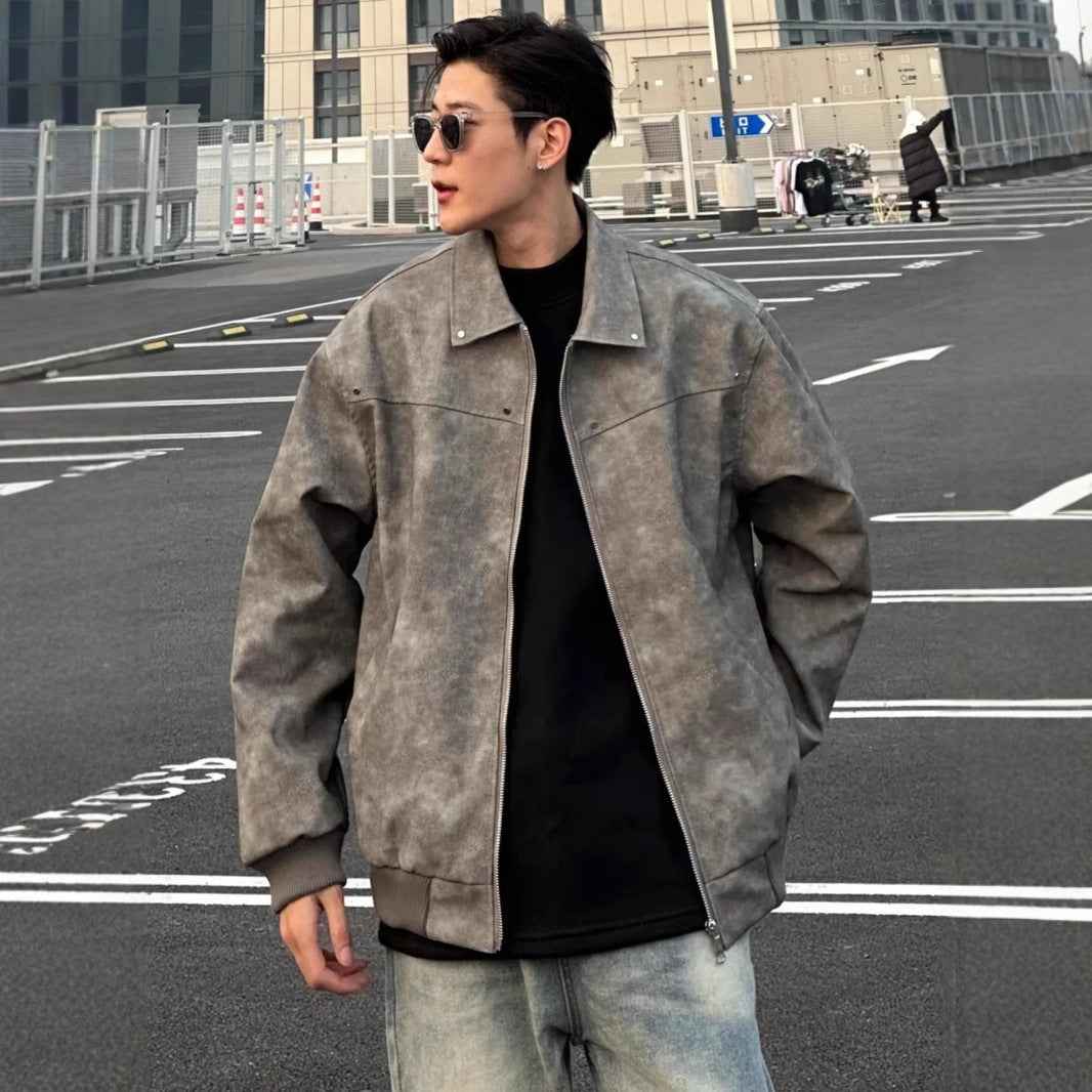 Men's Loose Suede Fabric Jacket Casual Jacket