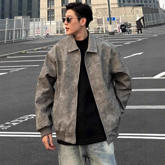 Men's Loose Suede Fabric Jacket Casual Jacket
