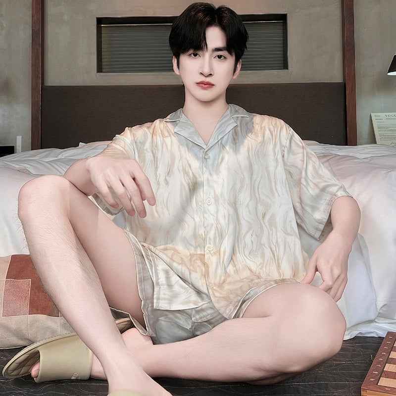 Ice Silk Pajamas Men's Spring And Summer Lightweight Breathable