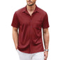 Solid Color Polo Collar Cardigan Top Summer Men's