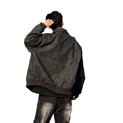 Men's Loose Suede Fabric Jacket Casual Jacket