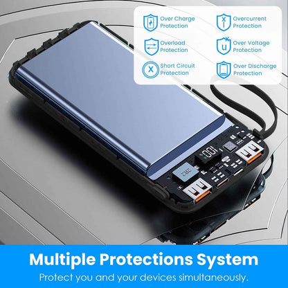 1Pc PD22W Fast Charger 20000mAh Fast Charging Power Bank Portable Charger With 4 Inbuilt Cables Digital Display Handle Fit For IOSPhone 15 14 Android And More